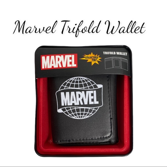 NIB Men’s Marvel Black & White Trifold Wallet - Picture 1 of 10